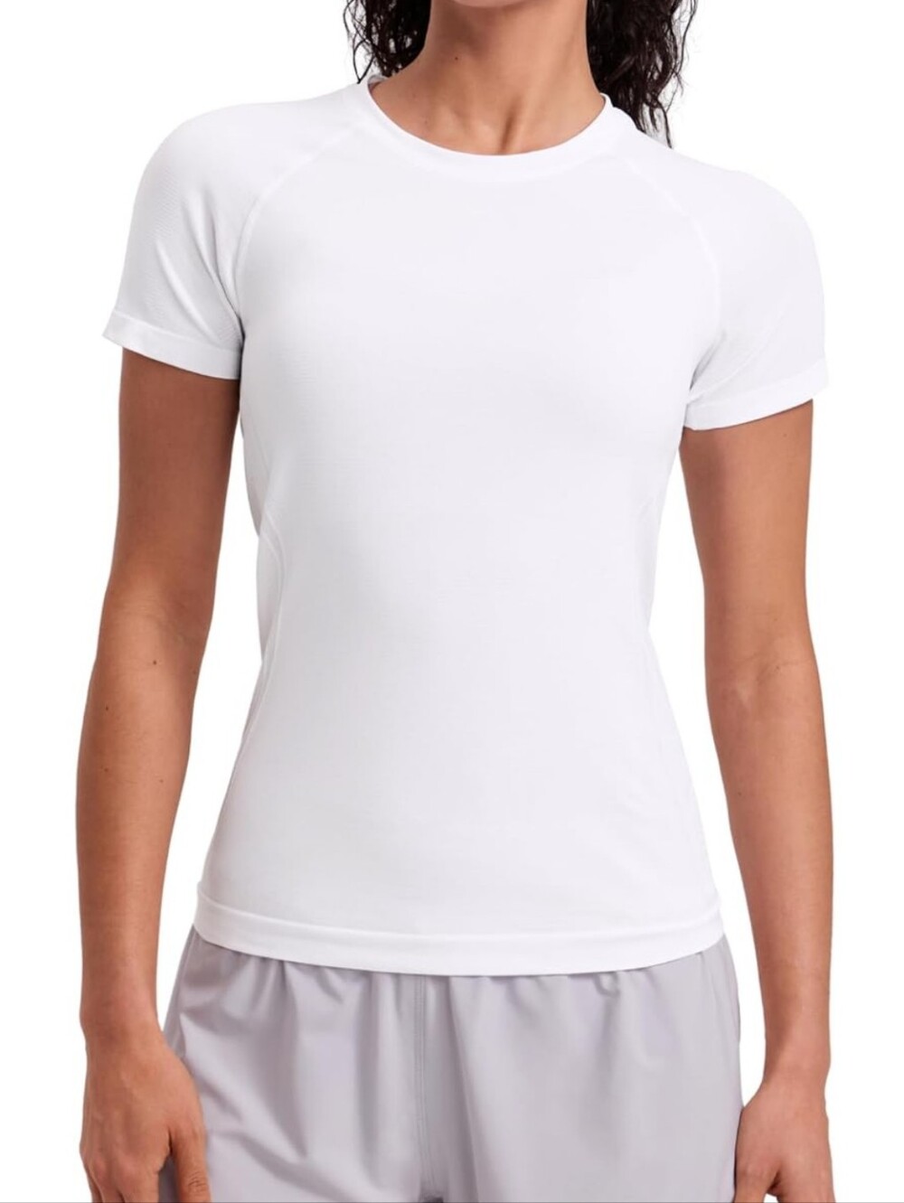 LIKE NEW Crz Yoga Seamless T-Shirt Hip Length, White, Size Medium